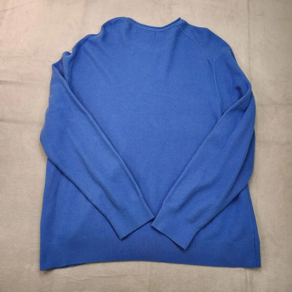 Banana Republic Shirt‎ Men's 2XL Blue Long Sleeve Organic Cotton Honeycomb Crew